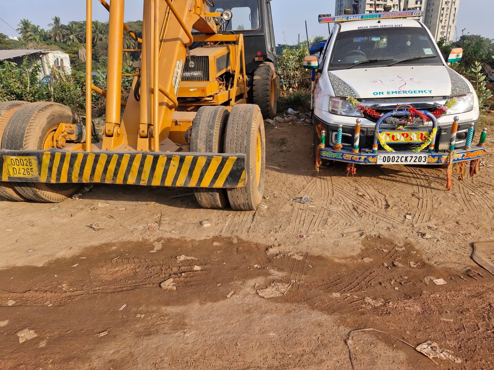Tow truck rescuing vehicle